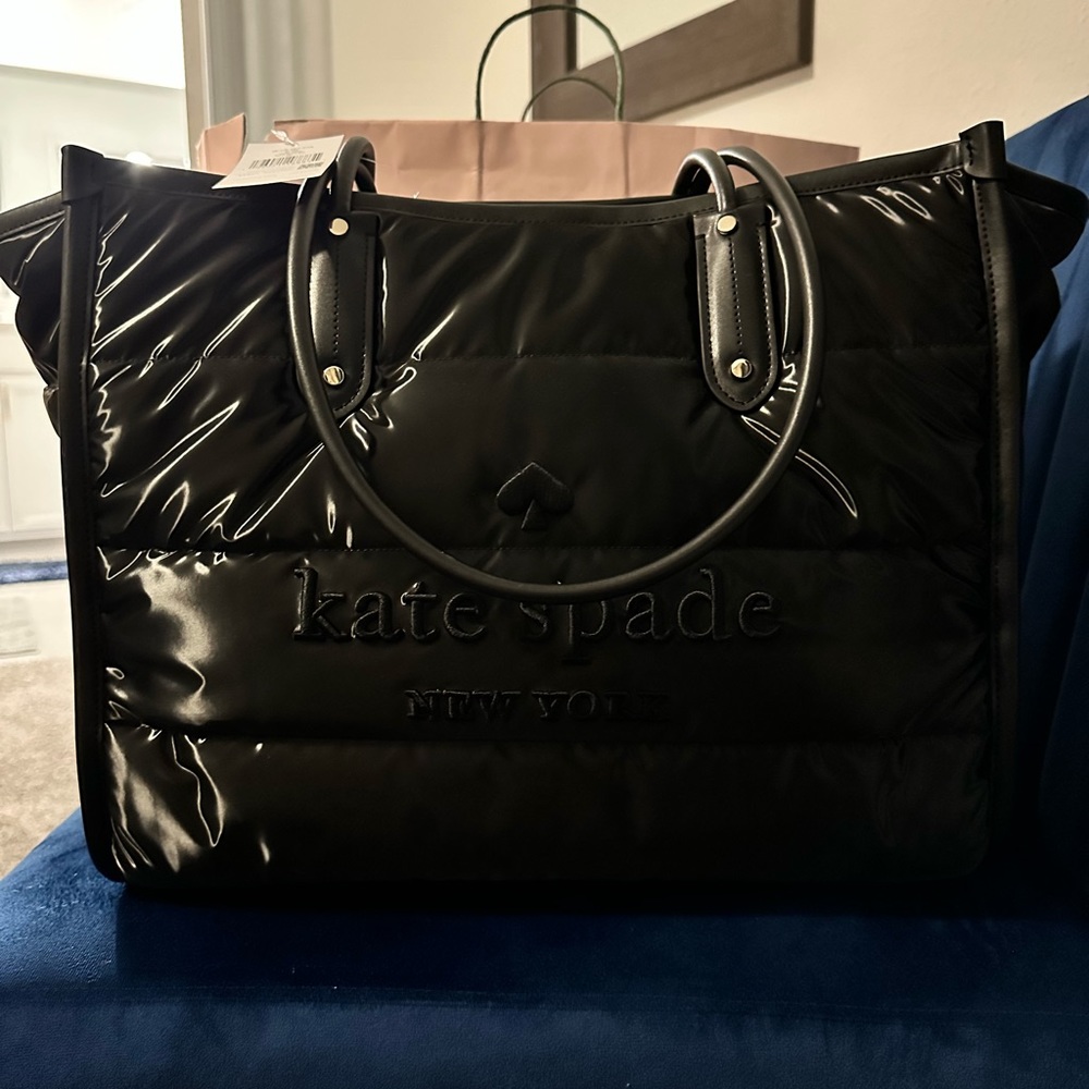 Kate Spade Ella Puffy Extra Large Tote shoulder Bag Black Nylon Handbag